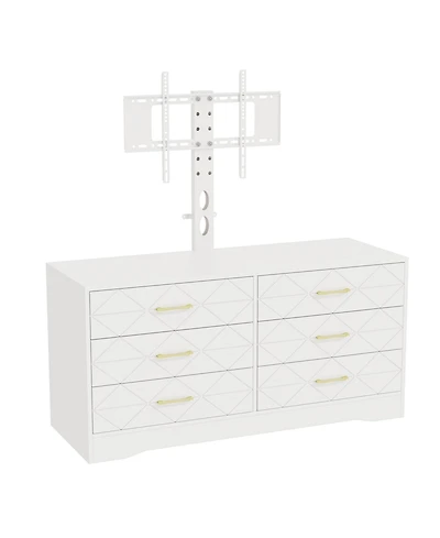 gaomon 6 Drawer Tv Stand Dresser for 32-80 Inch TVs, Wood Entertainment Center with Adjustable Mount.
