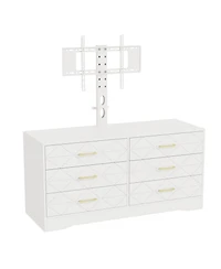 gaomon 6 Drawer Tv Stand Dresser for 32-80 Inch TVs, Wood Entertainment Center with Adjustable Mount.