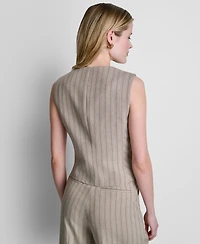 Dkny Women's Pinstripe Button Front Vest