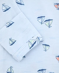 Max & Olivia Baby Boys' Sail Boat Round Neck Gown and Hat, 2-Piece Set