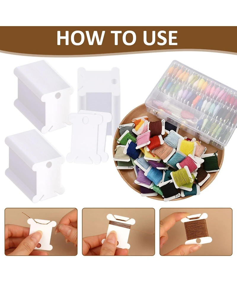 Gnuadz 200pcs Embroidery Floss Bobbins Plastic Organizer Sewing Machine Bobbin Thread Holder Storage Needlework Supplies