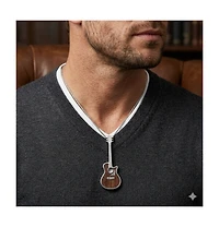 Metallo Stainless Steel Wood Inlay Guitar Necklace
