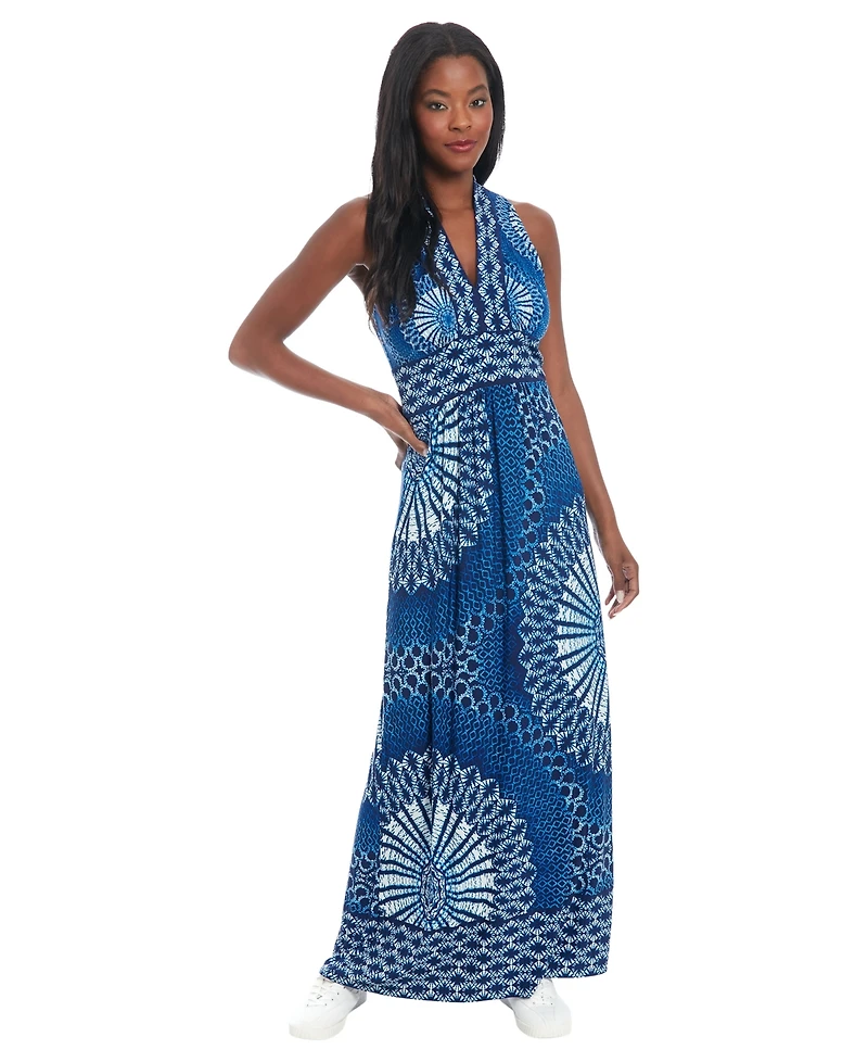 London Times Petite Sleeveless V-Neck Maxi Dress