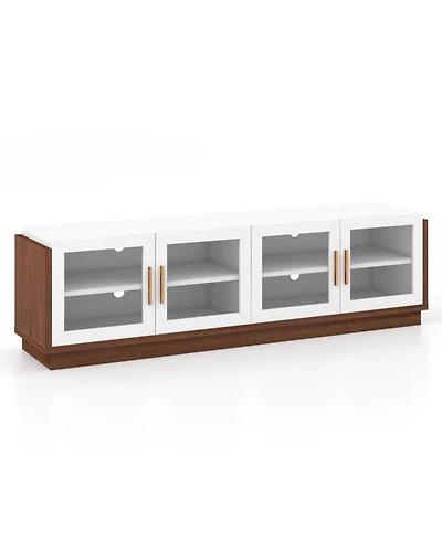 Gouun 70 in Tv Stand with 4 Tempered Glass Doors for TVs up to 75