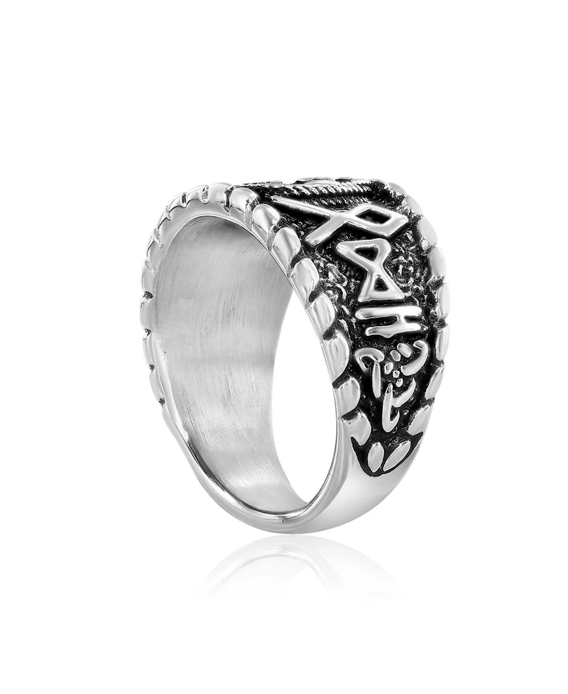 Metallo Stainless Steel Oxidized Designed Ring