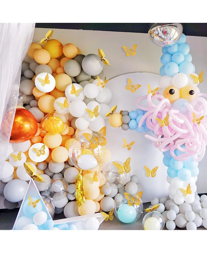 Gnuadz 48 Pcs 3D Butterfly Wall Decor Removable Stickers 4 Styles 3 Sizes Birthday Party Decorations