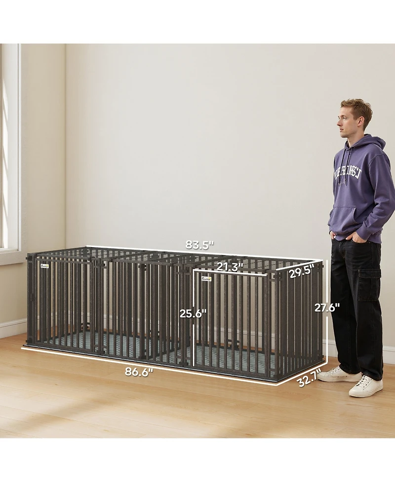 PawHut 83"L Heavy Duty Dog Crate, Extra Large Dog Kennel with Divider and Mat