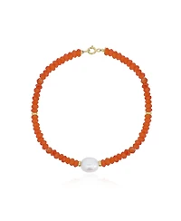 The Lovery Carnelian Bead Pearl Bracelet 14k Gold
