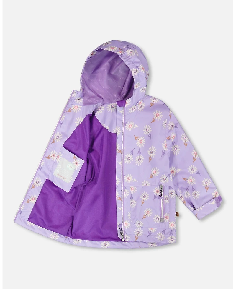 Deux par Deux Girl Mid-Season Jacket Purple Daisy Print - Child