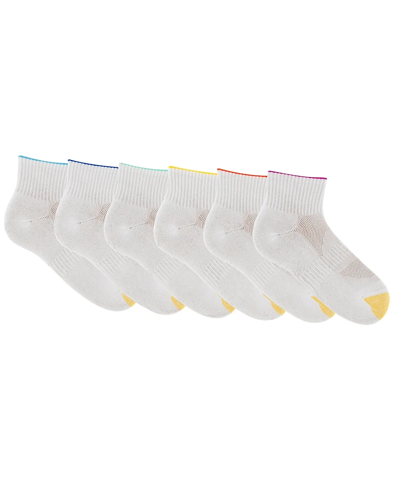 Gold Toe Women's Sport Half Cushion Quarter Socks, 6-Pack