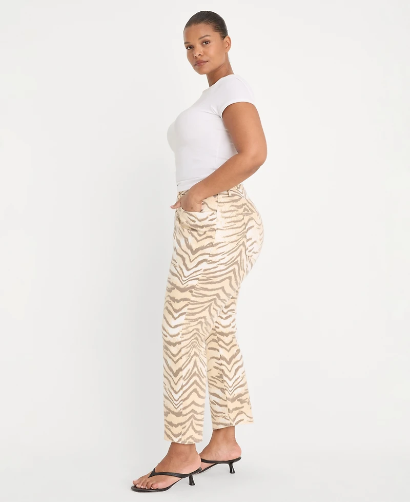Good American Women's Vintage-Inspired Straight Tiger Print Jeans