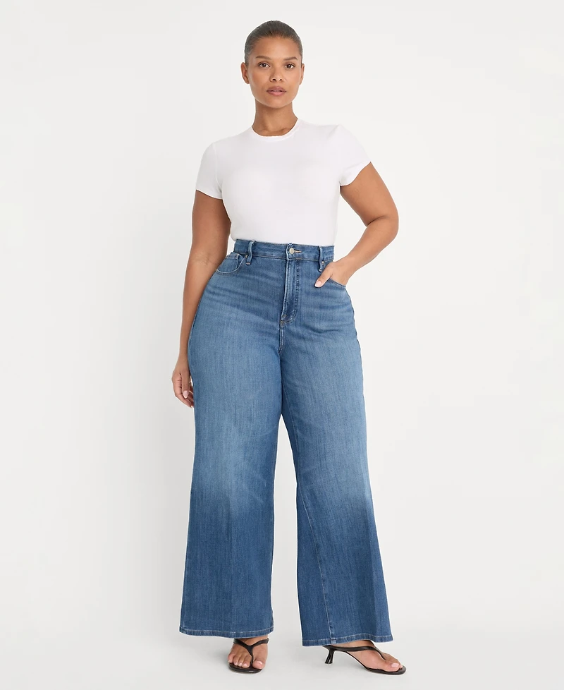 Good American Women's Soft Tech Palazzo Ankle-Length Jeans