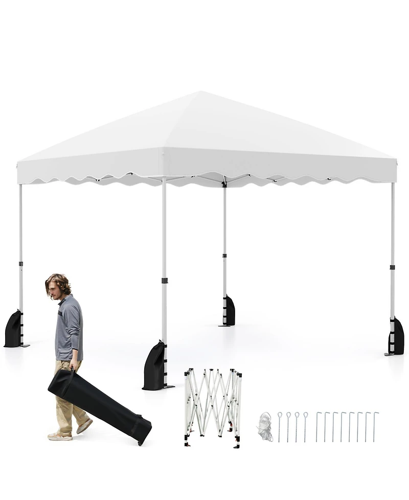 Sugift Foldable 10 x 10 ft Pop Up Canopy Tent with Wheeled Carry Bag