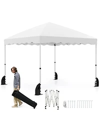 Sugift Foldable 10 x 10 ft Pop Up Canopy Tent with Wheeled Carry Bag