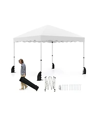 Sugift Foldable 10 x 10 ft Pop Up Canopy Tent with Wheeled Carry Bag