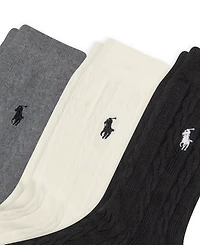 Polo Ralph Lauren Women's 3-Pk. Cable-Knit Crew Socks