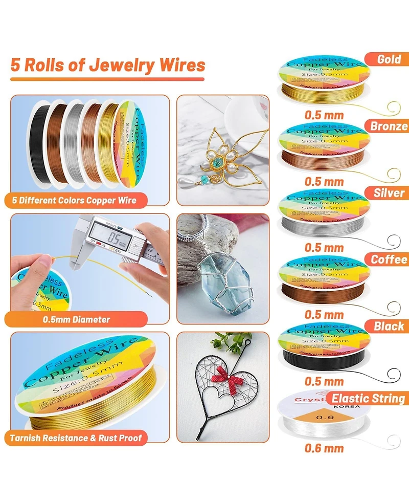 Gnuadz Wire Wrapping Kit Ring Sizer Tools Craft Wires Findings Repair