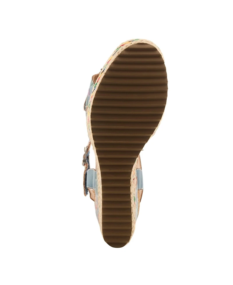 L'Artiste Women's Boca Wedge Sandal with Hand-Painted Leather Vamp