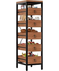 gaomon 5-Tier Kitchen Fruit Vegetable Storage Rack, Narrow Snack Stand with Pull-Out Baskets, Utility Organizer