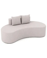 Gouun 78.5 in Curved Upholstered Sofa with 2 Accent Pillows, Seats 3