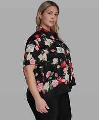Karl Lagerfeld Paris Plus Floral-Print Collared Blouse