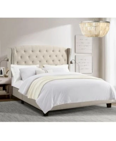 Boyel Living Button Tufted Upholstered Bed Vintage Style Frame with Solid Wood Legs