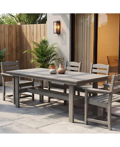 Homsee 71" Hdpe Outdoor Dining Table with Umbrella Hole for 6-8 People,for Courtyards and Terraces