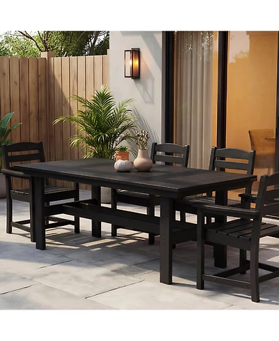 Homsee 71" Hdpe Outdoor Dining Table with Umbrella Hole for 6-8 People,for Courtyards and Terraces