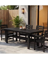 Homsee 71" Hdpe Outdoor Dining Table with Umbrella Hole for 6-8 People,for Courtyards and Terraces
