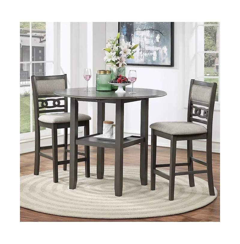New Classic Furniture Gia 3-Piece 42" Wood Counter Drop Leaf Table Set