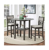 New Classic Furniture Gia 3-Piece 42" Wood Counter Drop Leaf Table Set