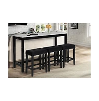 New Classic Furniture Celeste 4-Piece Faux Marble and Wood Bar Set