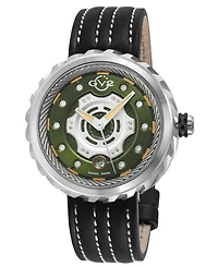 GV2 by Gevril Men's Motorcycle Swiss Automatic stitching Leather Strap Watch
