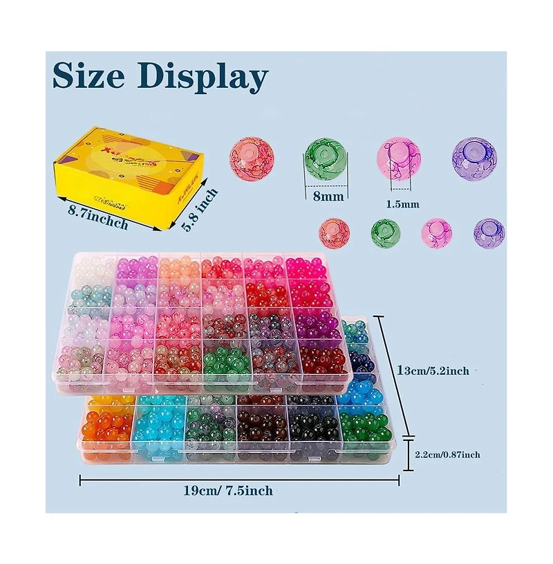 Gnuadz 1300pcs Glass Beads Bracelet Making Kit Crystal Round Starter Gifts 8mm 48 Colors
