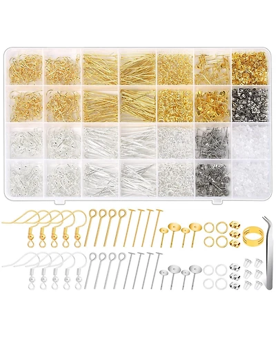 Gnuadz 2000Pcs Earring Making Kit Hooks Findings Posts Backs Pins Jump Rings