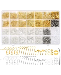 Gnuadz 2000Pcs Earring Making Kit Hooks Findings Posts Backs Pins Jump Rings