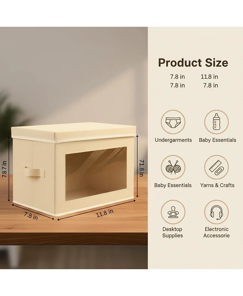 Yigii Stackable Storage Bins With Lids Foldable Closet Organizers Transparent Window Removable Firm Handles 4 Pack