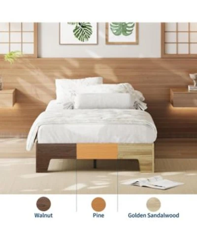 Gaomon Twin Wood Platform Bed Frame Slat Support Noise Free Underbed Storage Minimalist Pine Easy Assembly