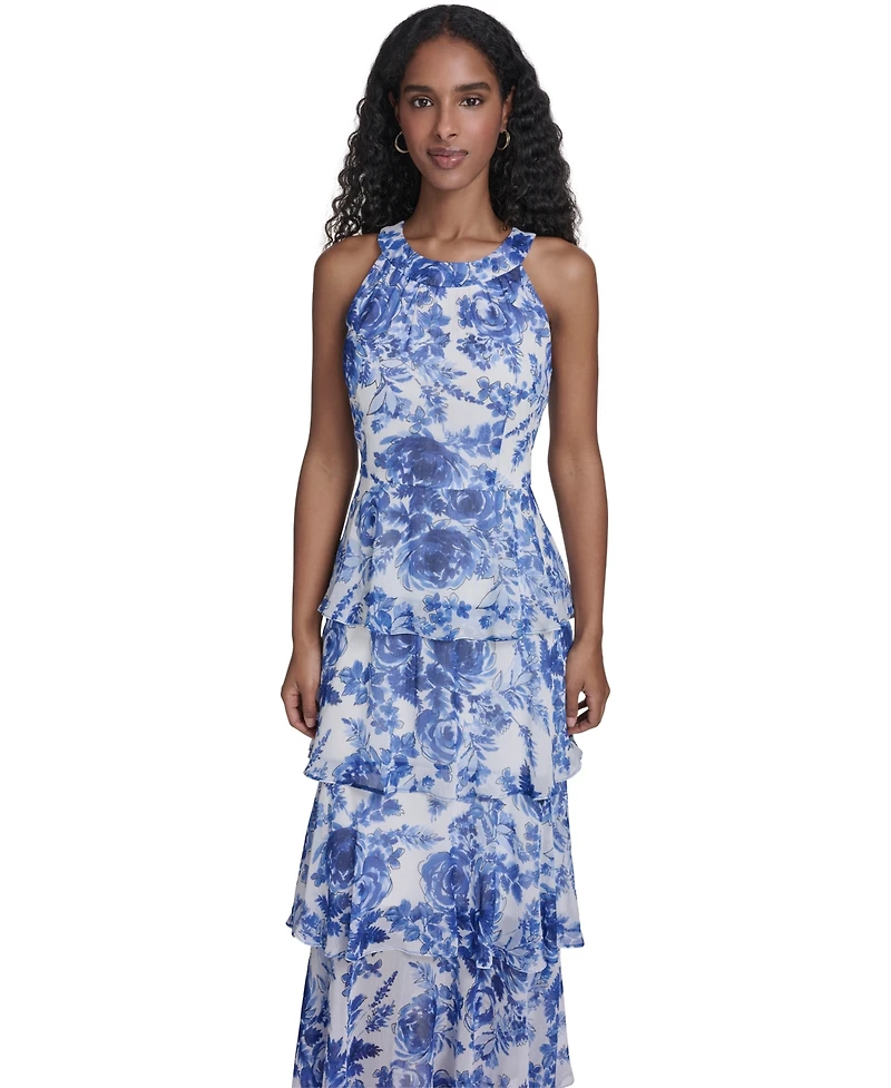 Tommy Hilfiger Women's Halter Neck Tiered Maxi Dress