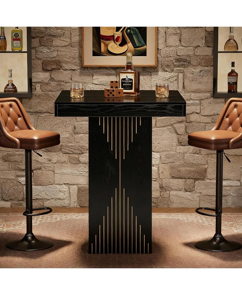Tribesigns High Top Dining Table, 31.5-Inch Square Table with Pedestal for Dining Room, Living Room, Kitchen, Small Space