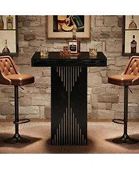 Tribesigns High Top Dining Table, 31.5-Inch Square Table with Pedestal for Dining Room, Living Room, Kitchen, Small Space