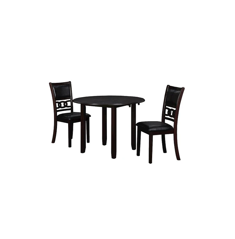 New Classic Furniture Gia 3-Piece 42" Wood Drop Leaf Dining Set, Ebony