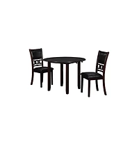 New Classic Furniture Gia 3-Piece 42" Wood Drop Leaf Dining Set, Ebony