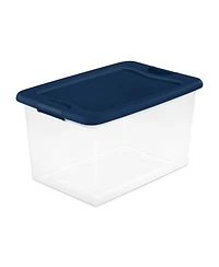 Sterilite 64 Quart Latching Plastic Storage Container Tote, Marine Blue, 12 Pack