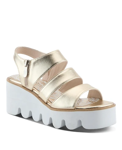 Azura Corrigate Women's Metallic Platform Sandal with Soft Footbed Comfort