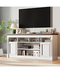 gaomon 68" Farmhouse Tv Stand for TVs up to 75", Entertainment Center, Open Storage Cabinets