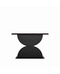 Flynama 47in Double Semi Circles 3D Hammered Base Console Table With Led Light Modern Entryway Table