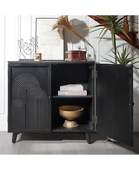 Flynama Modern Wood Storage Cabinet 31in Embossed Door Accent Cabinet For Living Room Bedroom