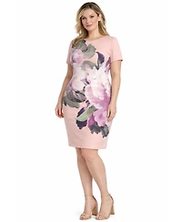 R & M Richards Women's Plus Short-Sleeve Round Neck Shift Dress