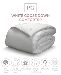Pillow Gal 400 Thread Count Cotton Sateen 700 Fill Power Down Comforter, Full/Queen